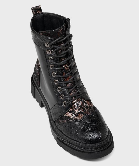 Boots avec empiècements texturés sur semelle crantée femme - Emilia Rosa - EMILIA ROSA Boots avec empiècements texturés sur semelle crantée femme - Emilia Rosa vue5 - EMILIA ROSA - GEMO