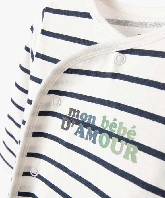 Pyjama en coton rayé pressionné devant bébé vue3 - GEMO(BB COUCHE) - GEMO