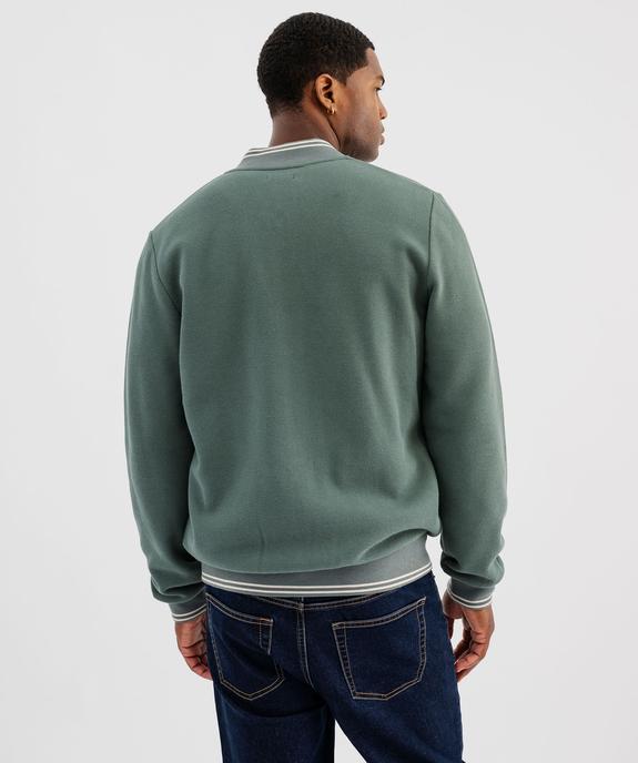 Sweat zippé en maille piquée avec finitions bicolores homme vue5 - GEMO (HOMME) - GEMO