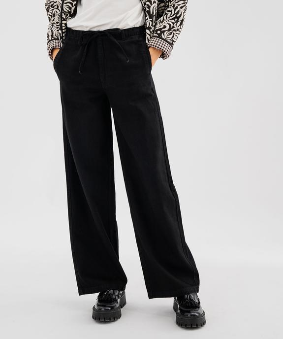 Jean wide leg à taille élastiquée et liens à nouer femme vue1 - GEMO(FEMME PAP) - GEMO