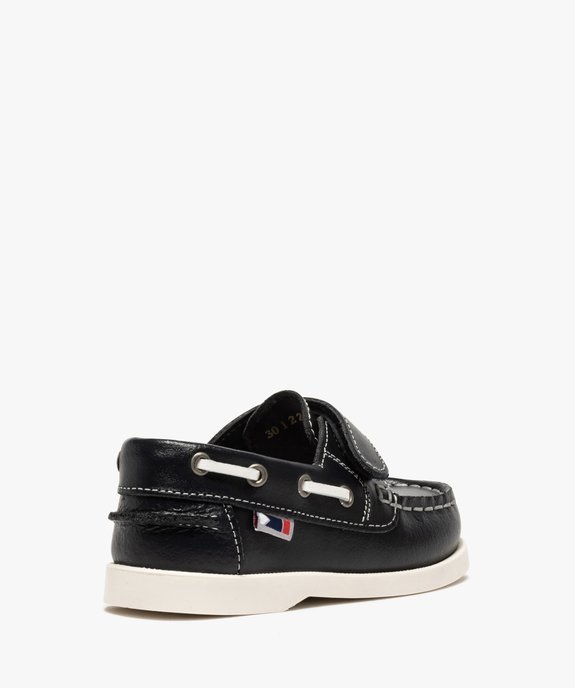 Chaussures bateau garçon dessus cuir à fermeture scratch vue4 - GEMO (ENFANT) - GEMO