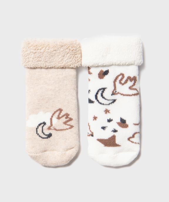Bottons en coton avec intérieur bouclette motifs oiseaux bébé (lot de 2) - GEMO 4G BEBE Bottons en coton avec intérieur bouclette motifs oiseaux bébé (lot de 2) vue1 - GEMO 4G BEBE - GEMO