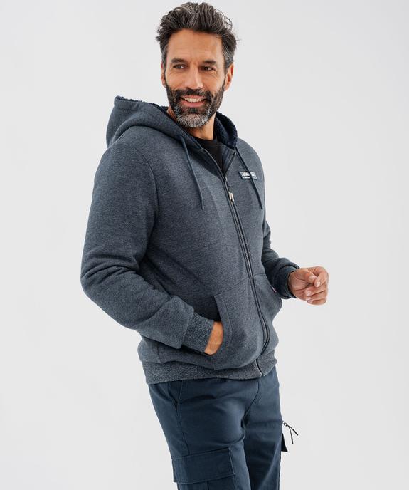 Sweat zippé à capuche avec doublure sherpa homme - Roadsign vue1 - ROADSIGN G4G - GEMO