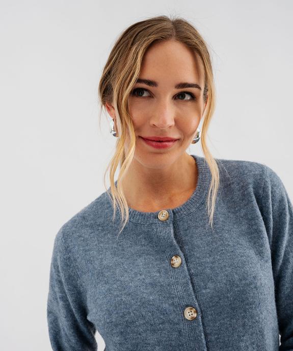 Gilet à col rond en maille fine femme vue4 - GEMO 4G FEMME - GEMO