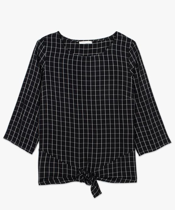 Blouse femme à carreaux manches 3/4 et nœud devant vue4 - GEMO(FEMME PAP) - GEMO