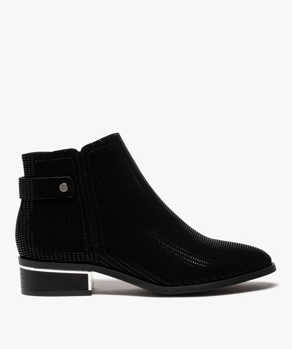 Boots femme unies dessus en suédine à motifs vernis vue1 - GEMO (CASUAL) - GEMO