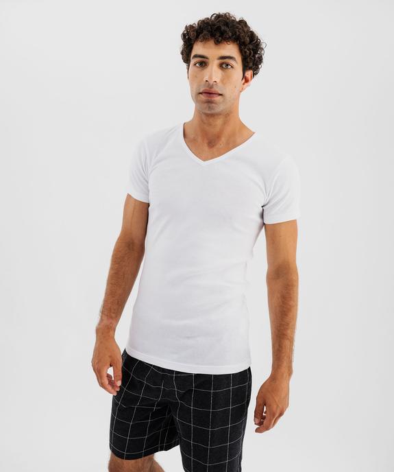 Tee-shirt homme à manches courtes et col V en coton biologique (lot de 2) vue7 - GEMO 4G HOMME - GEMO