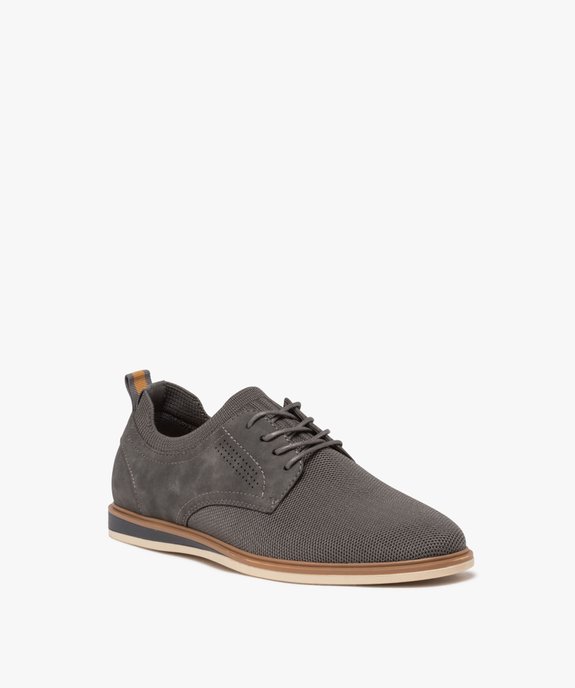 Derbies homme unis à col scratch avec détail en suédine vue2 - GEMO(URBAIN) - GEMO