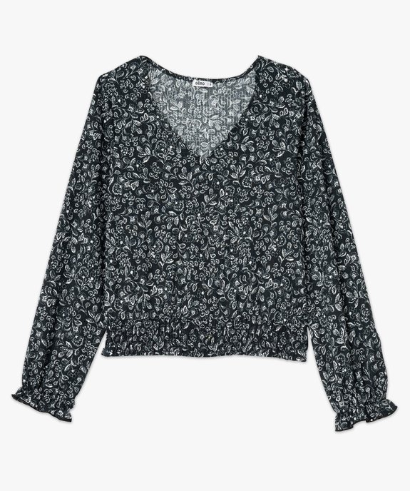 Blouse manches longues en maille extensible texturée imprimée femme vue4 - GEMO(FEMME PAP) - GEMO