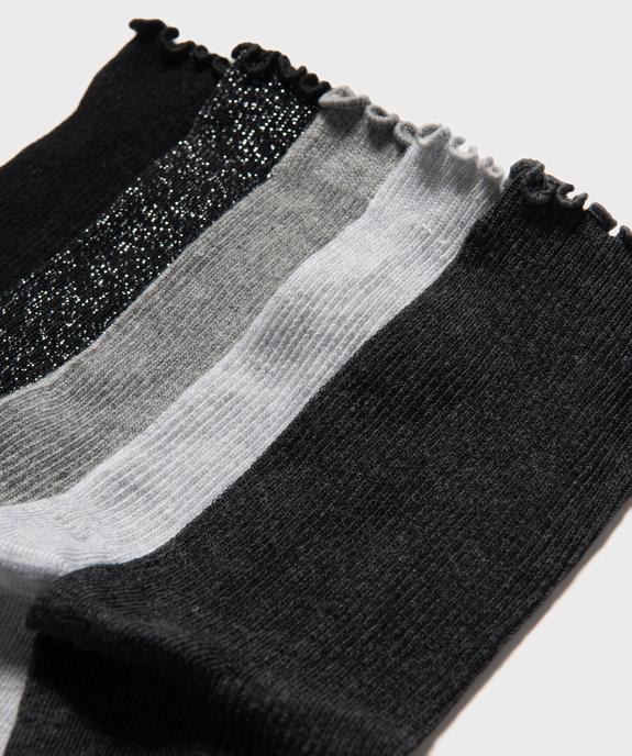Chaussettes hautes avec finitions froncées femme (lot de 5) vue2 - GEMO(HOMWR FEM) - GEMO
