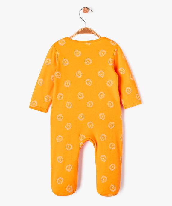 Pyjama en coton zippé devant à motifs lions bébé garçon vue4 - GEMO 4G BEBE - GEMO