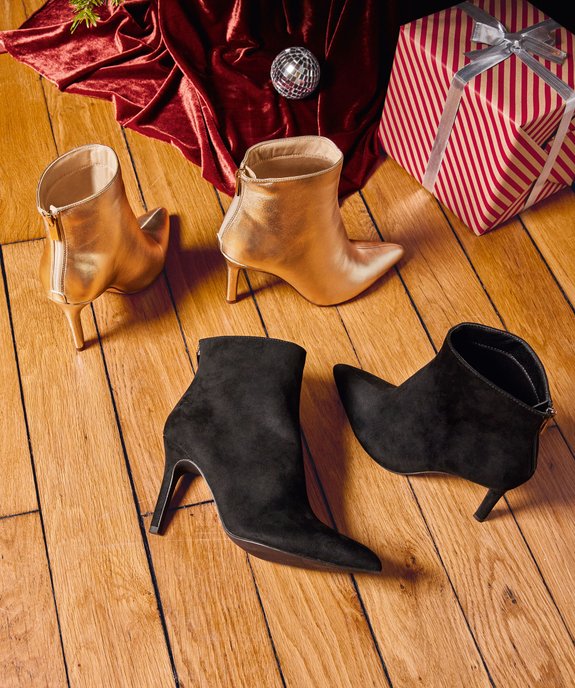 Bottines femme unies à talon fin et bout pointu vue6 - GEMO(URBAIN) - GEMO