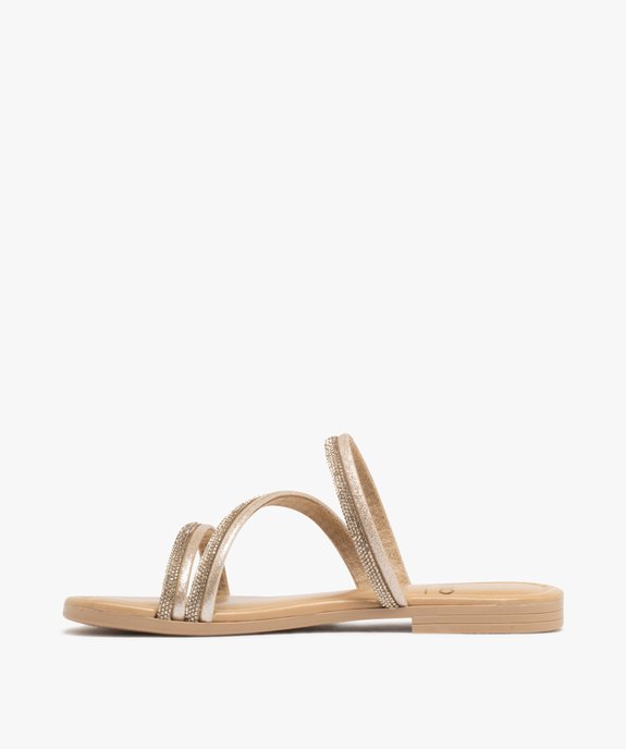 Mules fille à brides tubulaires pailletées et à strass vue3 - GEMO (ENFANT) - GEMO