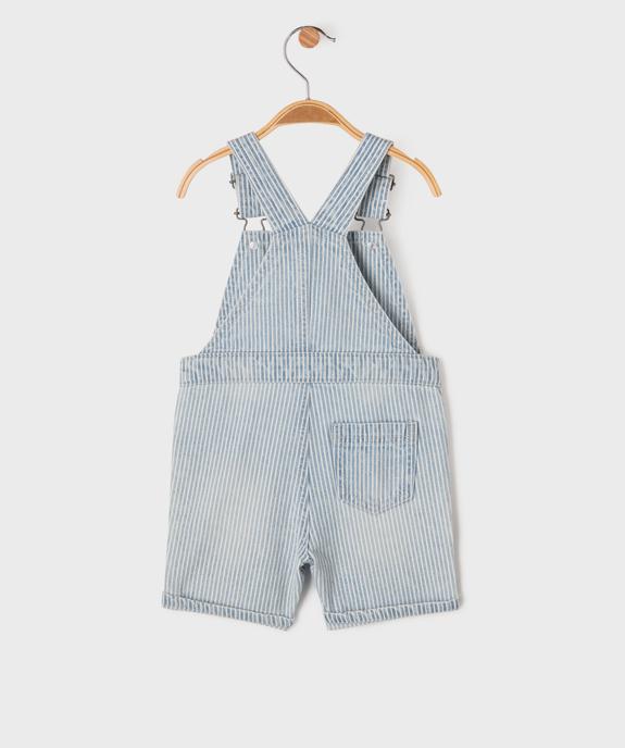 Salopette en jean courte à rayures bébé vue4 - GEMO(BEBE DEBT) - GEMO