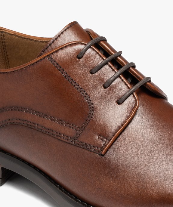 Derbies homme unies en cuir à lacets ronds  vue6 - GEMO(URBAIN) - GEMO