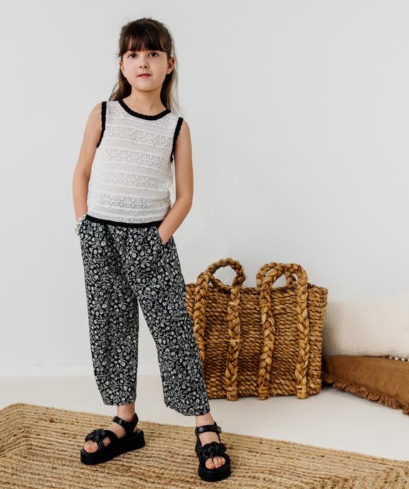 Pantalon fluide à motifs fleuris avec taille ajustable fille vue1 - GEMO 4G FILLE - GEMO