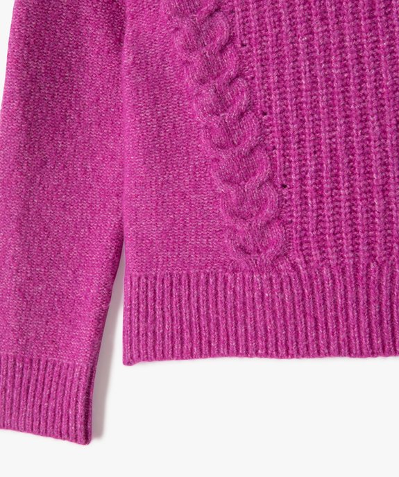 Pull en maille avec torsades sur l’avant fille vue3 - GEMO (ENFANT) - GEMO