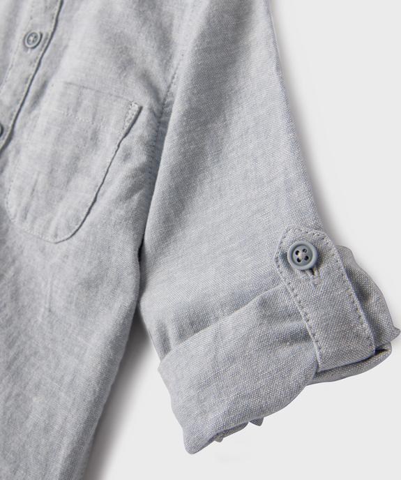 Chemise manches longues à col mao en lin et coton bébé garçon vue2 - GEMO 4G BEBE - GEMO