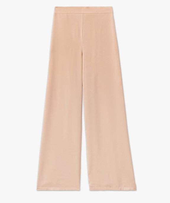 Pantalon large et fluide taille haute en satin femme vue4 - GEMO(FEMME PAP) - GEMO