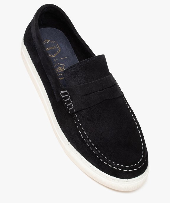 Mocassins homme dessus cuir retourné uni – Tanéo vue5 - TANEO - GEMO