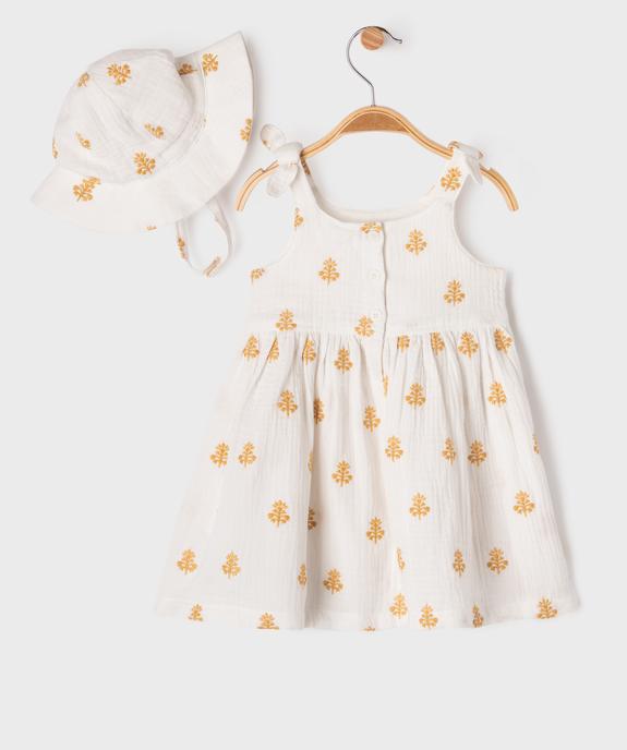 Ensemble 2 pièces robe + chapeau en gaze de coton bébé fille - LuluCastagnette vue3 - LULUCASTAGNETTE - GEMO