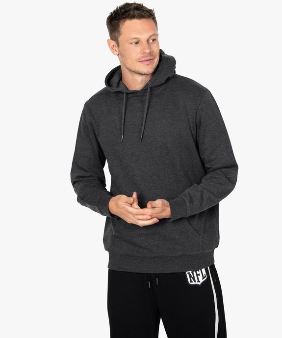 Sweat homme à capuche uni et molletonné vue1 - GEMO 4G HOMME - GEMO