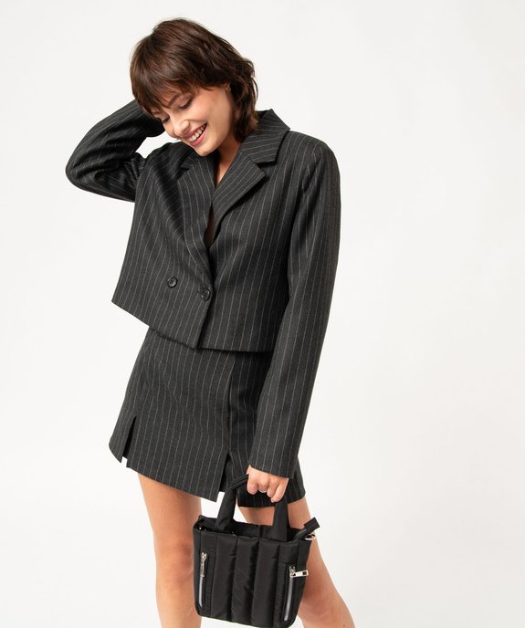 Veste de costume à rayures coupe courte femme vue1 - GEMO(FEMME PAP) - GEMO