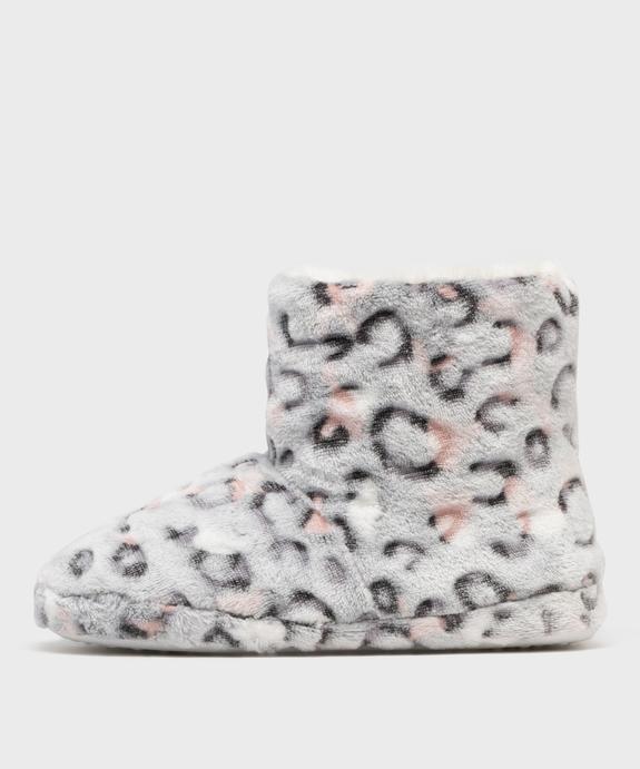 Chaussons boots en velours fourrés à pompons femme  - GEMO 4G FEMME Chaussons boots en velours fourrés à pompons femme  vue3 - GEMO 4G FEMME - GEMO