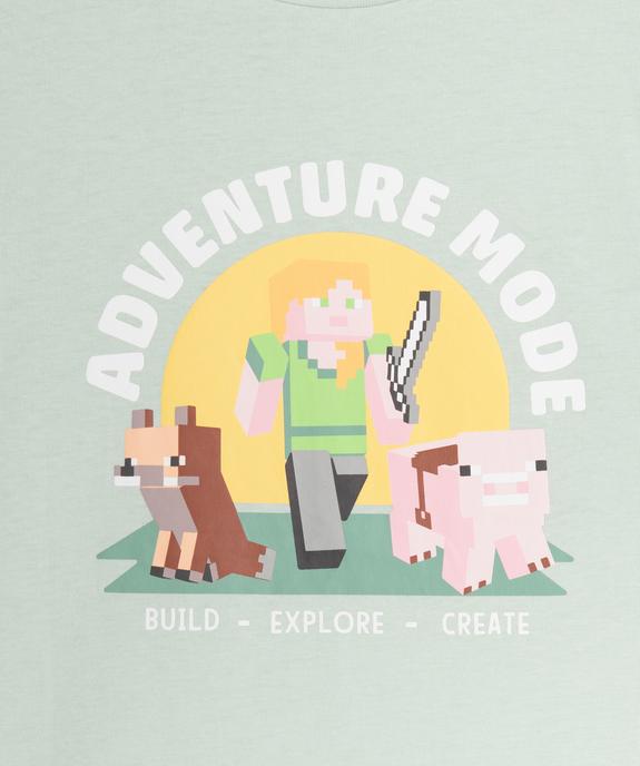 Pyjashort bicolore avec motif sur le buste garçon - Minecraft vue2 - MINECRAFT - GEMO