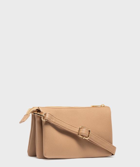 Sac 3 soufflets en matière grainée porté croisé femme vue2 - GEMO (ACCESS) - GEMO