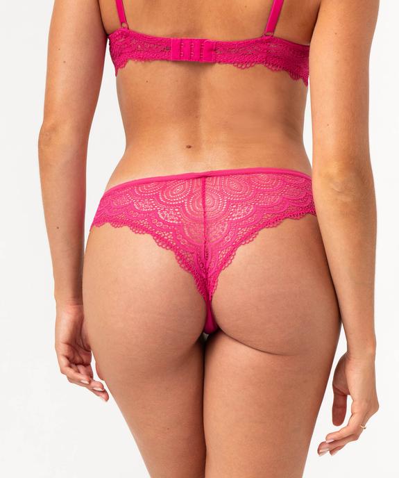 Tanga sans coutures en microfibre et dentelle femme (lot de 2) vue3 - GEMO 4G FEMME - GEMO
