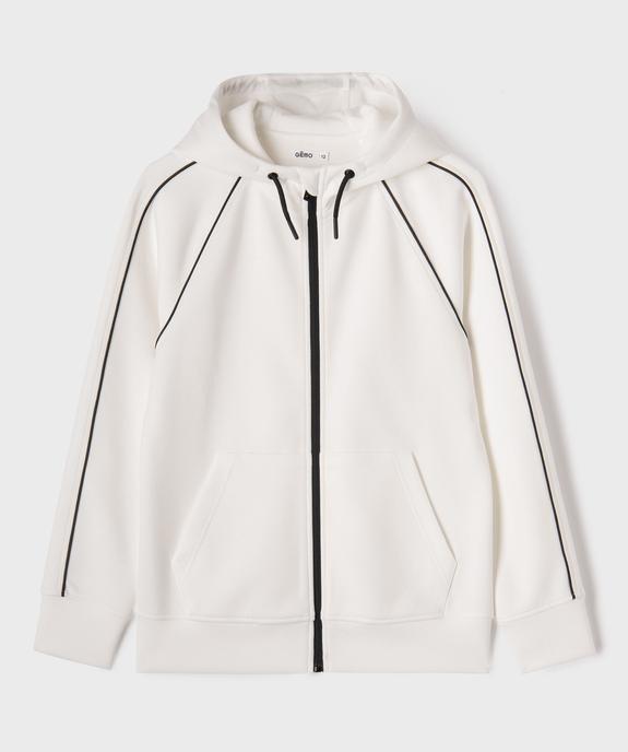 Sweat zippé à capuche avec liserés contrastants garçon vue2 - GEMO (JUNIOR) - GEMO