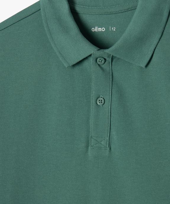 Polo à manches courtes en maille piquée garçon vue2 - GEMO (JUNIOR) - GEMO