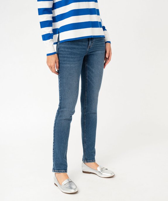 Jean slim taille normale en denim extensible femme vue1 - GEMO(FEMME PAP) - GEMO