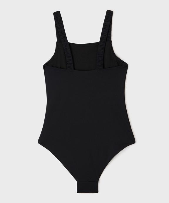 Maillot de bain 1 pièce texturé à  bretelles froncées fille vue3 - GEMO (JUNIOR) - GEMO