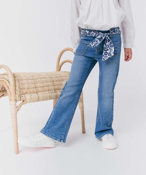 Jean fille coupe Flare avec ceinture imprimée - LuluCastagnette vue2 - LULUCASTAGNETTE - GEMO