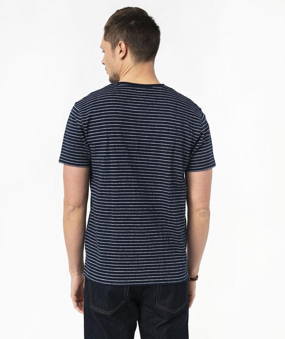 Tee-shirt manches courtes col fantaisie à rayures jacquard homme vue3 - GEMO (HOMME) - GEMO