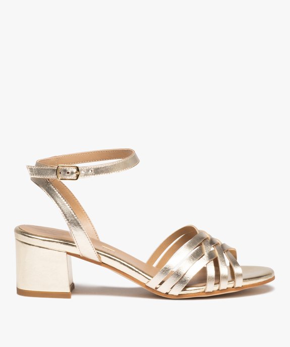 Sandales femme unies à talon carré et brides croisées en cuir - Taneo vue1 - TANEO - GEMO