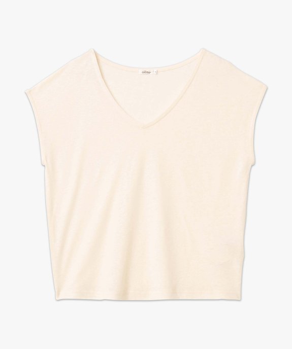 Tee-shirt femme à col V et manches ultra courtes vue4 - GEMO 4G FEMME - GEMO