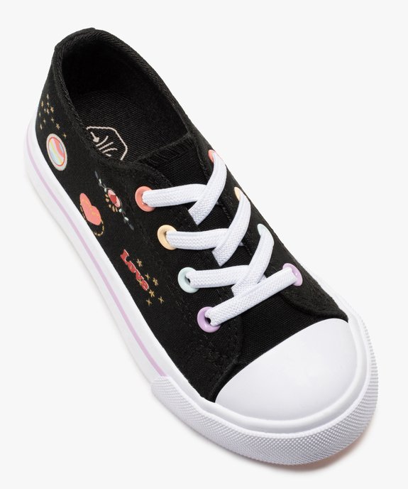 Tennis fille en toile imprimée fermeture lacets élastiques vue5 - GEMO 4G FILLE - GEMO