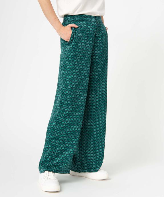 Pantalon femme imprimé en matière satinée vue1 - GEMO(FEMME PAP) - GEMO