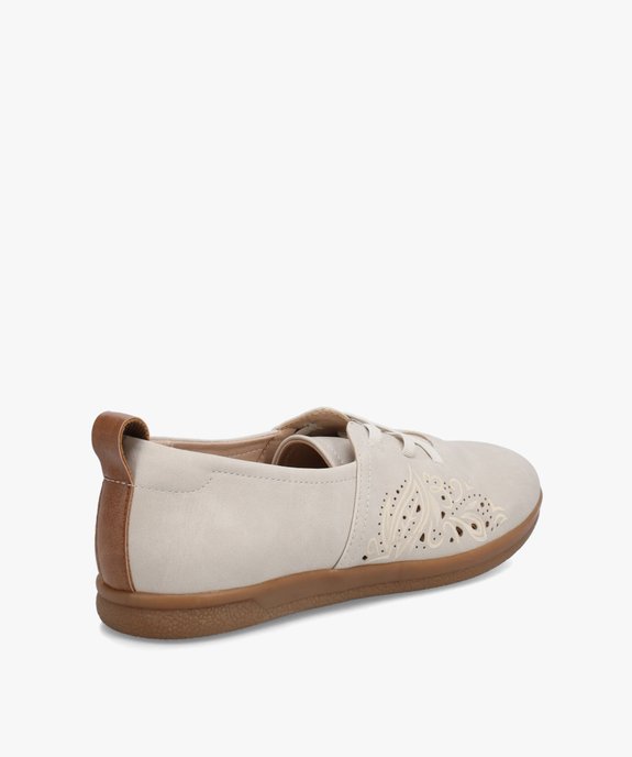 Derbies femme souples à talon plat et lacets élastiques vue4 - GEMO (CASUAL) - GEMO