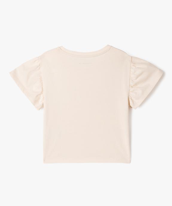 Tee-shirt à manches courtes froncées avec motif fille - LuluCastagnette vue3 - LULU CASTAGNETTE GEMO FOR GOOD - GEMO