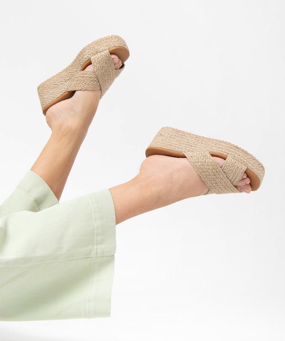 Mules femme plateforme à brides en corde tressée vue1 - GEMO(URBAIN) - GEMO