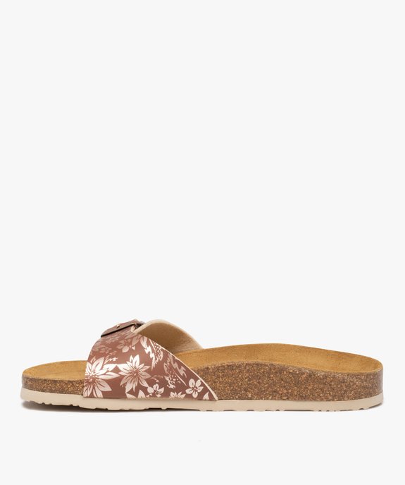 Mules femme à bride à boucle imprimée fleurs vue3 - GEMO 4G FEMME - GEMO