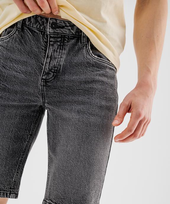 Bermuda en jean strech délavé coupe straight homme vue2 - GEMO 4G HOMME - GEMO