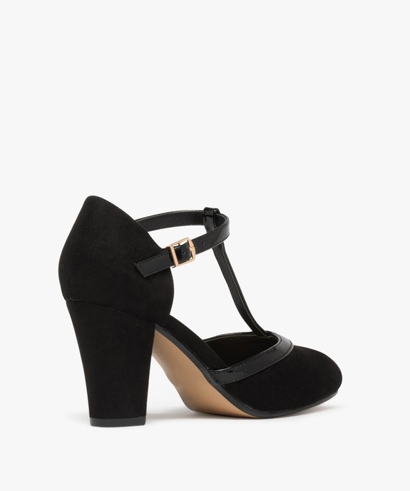 Escarpins femme à talon dessus en suédine et bride vernie style Salomé vue4 - VALENTINA BALDA - GEMO