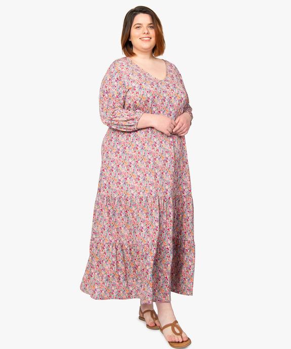 Robe femme grande taille longue imprimée à manches 3/4 vue1 - GEMO (G TAILLE) - GEMO