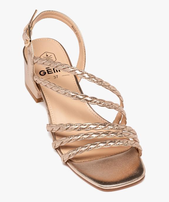 Sandales femme à talon carré et brides tressées métallisées vue6 - GEMO(URBAIN) - GEMO