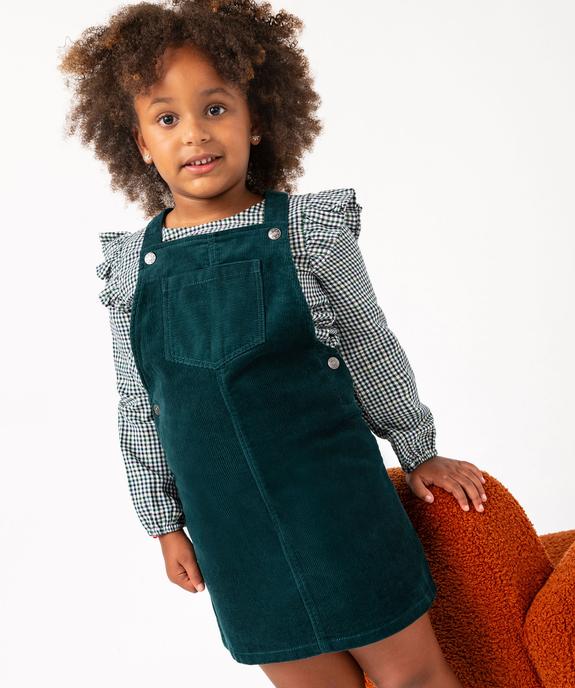 Robe salopette en velours fines côtes fille vue1 - GEMO (ENFANT) - GEMO